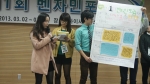 조별마다 준비한 주제별 보고서를 보고하고 있다.