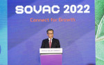 조대식 SK 수펙스추구협의회 의장이 서울 광진구 그랜드워커힐 호텔에서 열린 ‘SOVAC 2022’에서 개회사를 하고 있다
