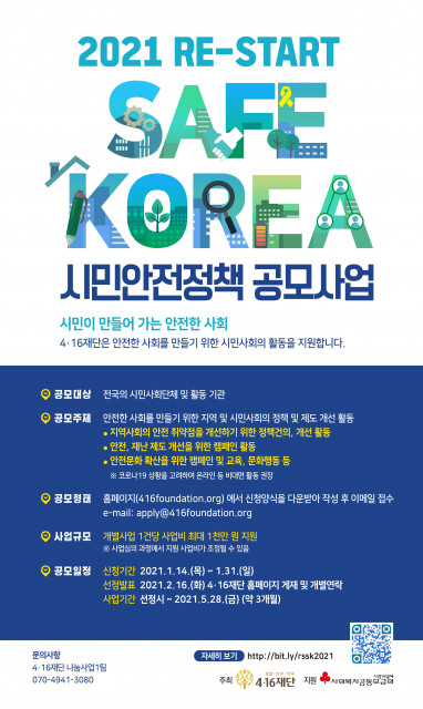 2021 ‘RE-START SAFE KOREA 시민안전정책 공모사업’ 홍보 포스터