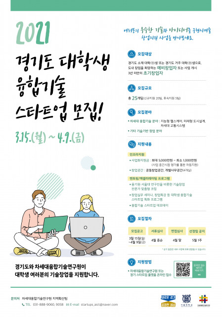 ‘경기도 대학생 융합기술 창업 지원’ 사업 포스터