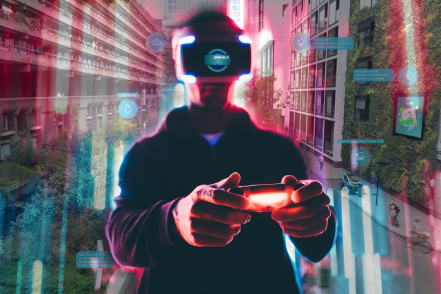 제이알월드(JRWORLD) 메타버스에 VR로 접속한 사용자