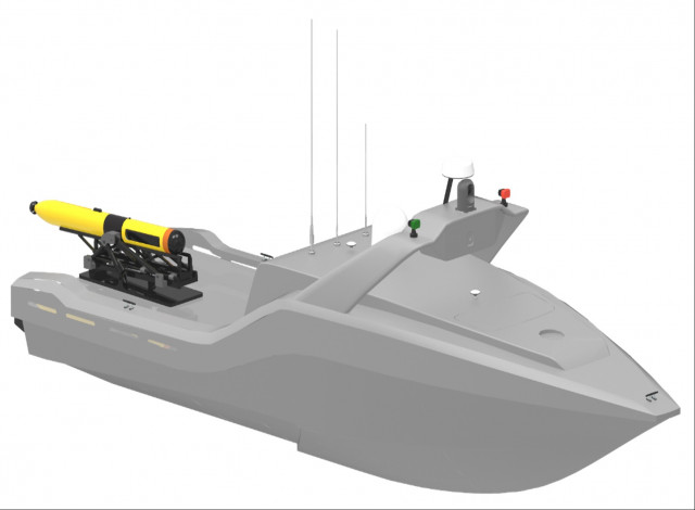 한화시스템 SAS AUV가 탑재된 무인잠수정(USV)