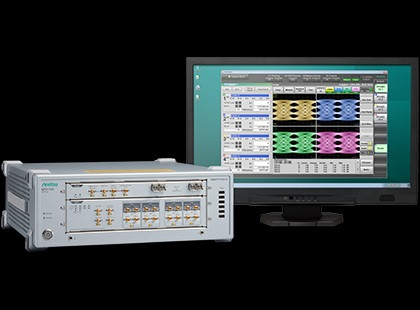 MP2110A는 25G~800G 광 모듈의 제조 평가에 적합한 측정기로, 4 채널의 샘플링 오실로스코프(아이 패턴 분석)로 BERT(비트 오류율 측정)을 1 케이스에 통합할 수 있다