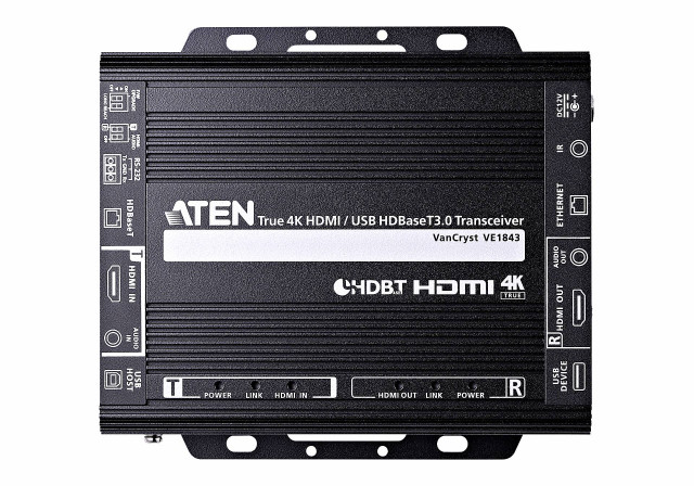 에이텐이 TRUE 4K HDMI·USB HDBaseT 3.0 트랜시버 VE1843을 출시했다