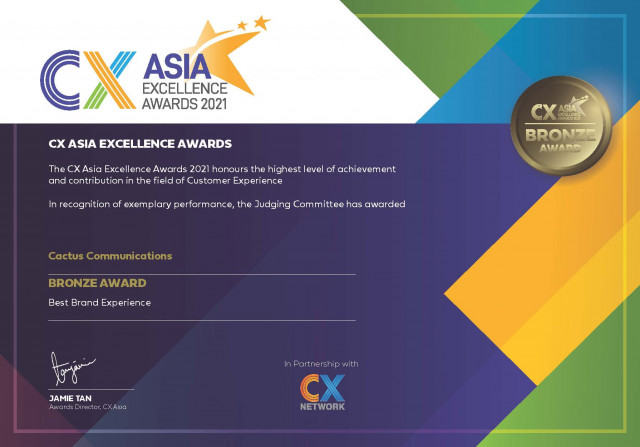 캑터스 커뮤니케이션즈가 국제 고객 경험상과 CX 아시아 우수상 세 부문에서 수상했다