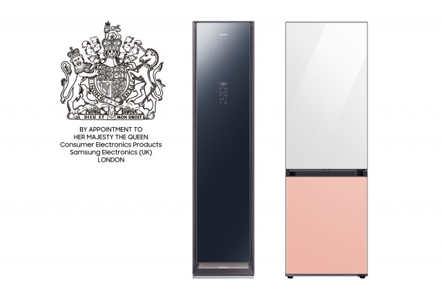 영국 왕실로부터 ‘퀸 로열 워런트’ 인증을 받은 삼성 에어드레서와 비스포크 냉장고 제품
