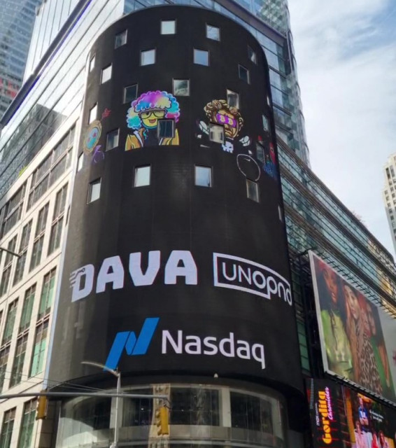 NFT NYC 기간 나스닥(Nasdaq) 전광판 DAVA 광고 모습