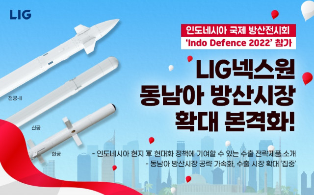LIG넥스원은 인도네시아 최대 국제 방위 산업 전시회인 ‘Indo Defence 2022’에 참가한다고 밝혔다