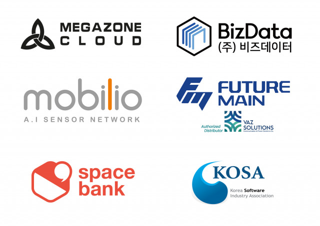 Korean companies participating in GIITS 2023 (Logo: MEGAZONECLOUD, BizData Co., Ltd., mobilio, FutureMain Co., Ltd., Spacebank Inc.)