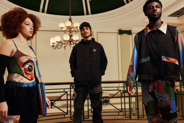 Global sports company PUMA reveals a new collaboration with US upcycler, Andrew Burgess and his brand VIVID VISIONS with the launch of an experimental one-off capsule collection. (Photo: Business Wire)