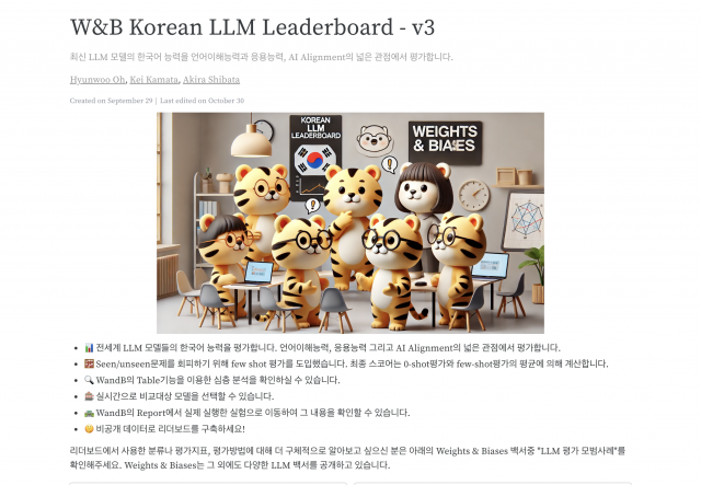 Horangi: W&B Korean LLM Leaderboard 3의 스크린샷