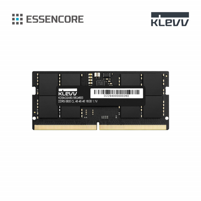 파인인포가 에센코어 KLEVV DDR5 PC5-44800 CL46 5600MHz 노트북 메모리를 출시했다