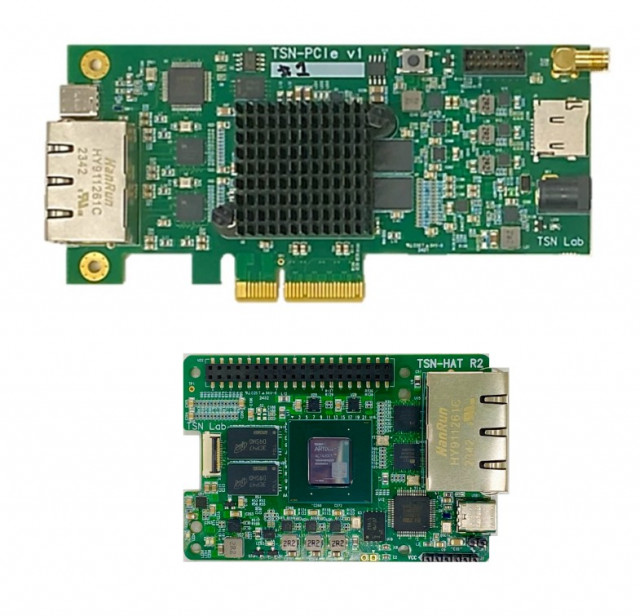 티에스엔랩은 PC용 TSN PCIe NIC(위)와 세계최초 Raspberry Pi 5용 TSN HAT(아래) Endpoint 2종을 출시했다