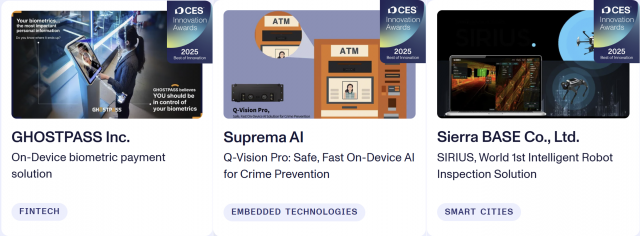 킴벤처러스 지원을 통해 최고혁신상을 수상한 기업들(출처=CES 최고 혁신상 선정 웹사이트)