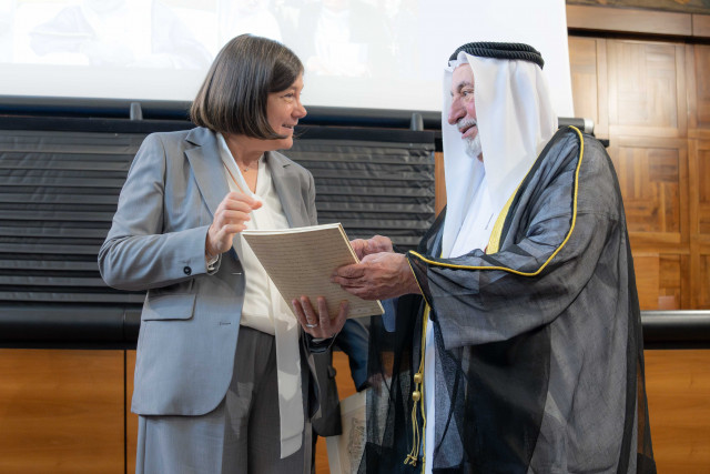 Sharjah Ruler gifts University of Sacred Heart historical manuscript (Photo: AETOSWire)