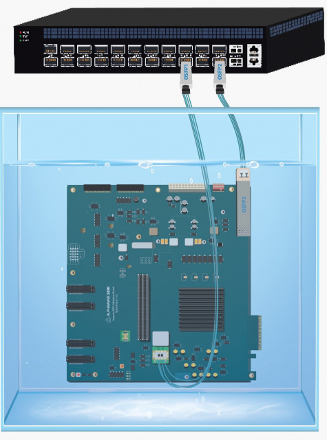 Immersion-cooled NPO/chiplet operating with 800G Ethernet switch