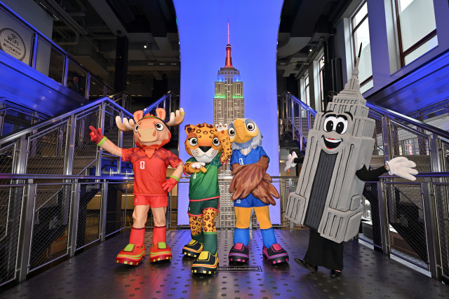 FIFA World Cup 2026™ Mascots and Representatives from the New York New Jersey Host Committee, U.S. Soccer Federation, Mexico Football Federation and Canada Soccer Light the Empire State Building to Celebrate 100 Days to Go Until the FIFA World Cup 2026™