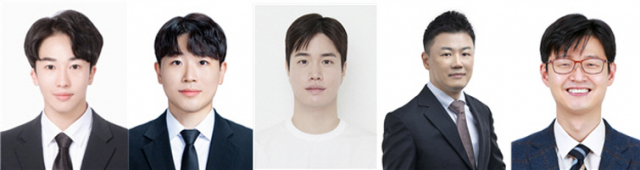 왼쪽부터 서울대학교 이윤혁 박사, 문승원 박사과정생, 이민규 박사, 서울대학교 기계공학부 김호영 교수, 서울대학교 재료공학부 선정윤 교수