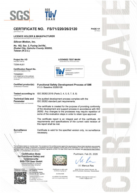 Silicon Motion Achieves ISO 26262 Certification for Automotive Applications