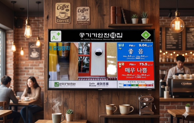 공기안전카페에 설치된 공기안전도 모니터링 시스템은 실내 공기질을 실시간으로 측정·분석해 사용자에게 직관적으로 제공한다. 초미세먼지(PM2.5) 데이터를 기반으로 공기안전 상태를 시각화하며, 쾌적하고 안전한 실내 환경 유지 여부를 한눈에 확인할 수 있도록 설계됐다. 실내외 초미세먼지 저감 비율에 따라 공기안전도(A, AA, AAA)를 확인할 수 있다. 해당 시스템은 공기안전 인증 공간의 신뢰성을 높이고, 이용자가 안심하고 머무를 수 있는 환경 조성에 기여한다