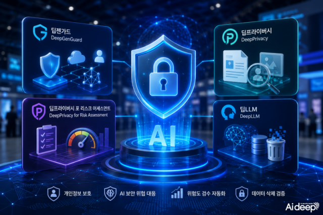 에이아이딥이 AI서밋서울앤엑스포에서 선보이는 4종 솔루션을 표현한 이미지(제공=에이아이딥, AI 생성 이미지)