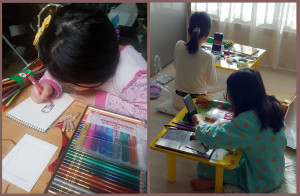 2020 초록산타 상상학교의 특별한 크리스마스 온라인 프로그램에 참여한 아동들이 초록산타 프로그램을 진행하고 있다