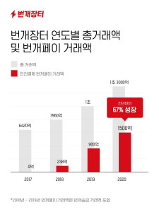 번개장터 연도별 총거래액 및 번개페이 거래액