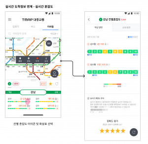 SK텔레콤이 공개한 지하철 칸별 실시간 혼잡도 안내화면