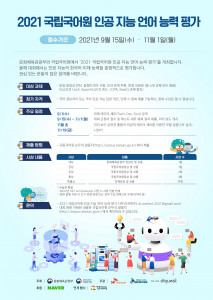 ‘2021 국립국어원 인공지능 언어능력 평가’ 안내 포스터