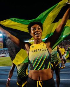 Sports company PUMA unveiled the Jamaican Olympic Association kits at the ISSA Boys & Girls Championships in Kingston, Jamaica. (Pictured: Shanieka Ri...