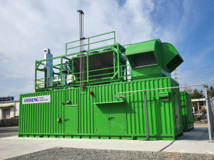 효성중공업이 4월부터 울산 효성화학 용연공장에서 가동 중인 수소엔진발전기. 세계 최초로 상업 운전이 가능한 100% 수소 전소 발전기다