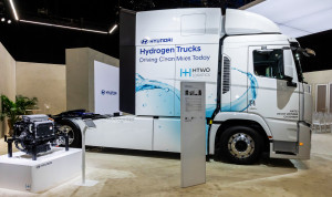 현대자동차가 ACT 엑스포 2024에서 전시한 ‘엑시언트 수소전기트럭’