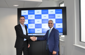 Klaus Glatz, Senior Vice President, Corporate IT, Exyte (Left) and Srinivas Rao, EVP & Chief Business Officer, LTIMindtree (right) at the LTIMindtree-Exyte partnership announcement event. (Photo: Business Wire)