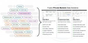 Flowchart shows the capabilities of J.P. Morgan Fusion’s new suite of private markets data services. (Graphic: Business Wire)