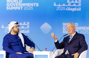 Mohammad Al Gergawi, Minister of Cabinet Affairs in the United Arab Emirates, and Chairman of the World Governments Summit Organization and Klaus Schwab, Founder and Executive Chairman (Photo: Business Wire)