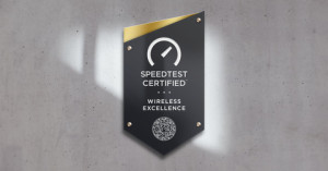 Pictured is the official plaque awarded to locations that achieve Speedtest Certified™ status, signifying they have met rigorous standards for outstanding network performance.