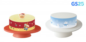 GS25 올해 크리스마스 한정으로 선보이는 홀케이크 2종(왼쪽부터 버터베어슈크림케이크, 매일리얼우유케이크)