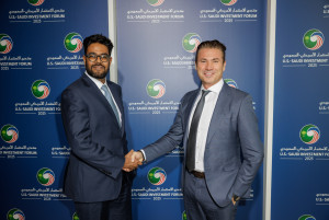 (L–R) Amit Jain, CEO of Luma AI, and Tareq Amin, CEO of HUMAIN, at the U.S.–Saudi Investment Forum in Washington, D.C., where Luma AI announced its $900 million Series C and partnership on Project Halo - a 2-gigawatt AI supercluster in Saudi Arabia that will power next-generation World Models and accelerate the path toward Multimodal AGI.