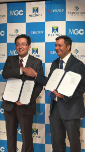 Masahiko Naito, Division Director of Mitsubishi Gas Chemical and Rommel Gallo, CEO of Transition Industries sign agreement in Tokyo, November 6, 2025