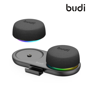 SP15는 자석형 베이스와 확장형 거치 구조를 적용해 안정적인 배치가 가능하며, 라이팅 효과로 데스크 환경의 분위기를 더한다