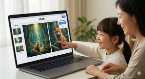 AI 그림일기 출판 플랫폼 ‘꿈틀꿈틀’을 활용해 아이의 상상력을 실물 동화책으로 만들 수 있다. 아이가 태블릿에 그린 그림과 일기 내용이 생성형 AI를 통해 고퀄리티 실사 이미지로 변환되며, 이를 편집해 세상에 하나뿐인 맞춤형 동화책으로 출판된다. 에듀테크와 AI 기술이 결합해 아이들에게 성취감과 특별한 추억을 제공하는 혁신적인 모델이다(AI 생성 이미지)