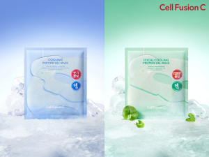 햇빛연구소 셀퓨전씨가 출시한 쿨링 겔 마스크 2종 제품. 왼쪽부터 셀퓨전씨 포스트 알파 쿨링 펩타이드, 셀퓨전씨 포스트 알파 시카 쿨링 프로틴 겔 마스크(사진 출처: 셀퓨전씨)