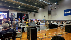 FRC 호주 예선 최우수 신인상 수상 후 환호하는 광주 광덕고 ‘SWing’ 팀(사진=사단법인 상상)