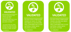 Environmental Claim Validation labels for the three AFLAS™ FFKM product lines