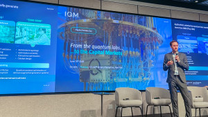 IQM CEO and Co-founder Jan Goetz presenting the company’s growth strategy, technology roadmap, and commercial vision at the inaugural Capital Markets Day at Nasdaq MarketSite.