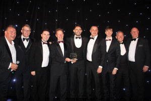 The ExaGrid team headed to the stage four times throughout the Storage Awards ceremony in London to accept awards for ExaGrid Tiered Backup Storage. Photo courtesy of Storage Awards.