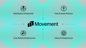 Movement의 생태계는 △유통 및 결제(Distribution and Payments) △핵심 결제망 및 인프라(Core Rails and Infrastructure) △수익 창출 및 자산 파트너(Yield and Asset Partners) △내부 인프라(Internal Infrastructure) 등 4개 계층으로 구성된다.