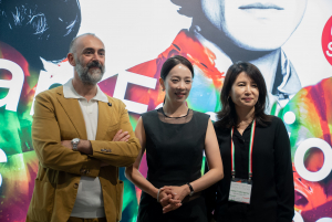 왼쪽부터 페르디난도 구엘리(ITA 관장), 박은영(아나운서), 최성진(ITA 선임상무관)