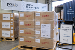 256컨설팅그룹이 홍콩·마카오로 수출하는 EM피어리(EM PEERLY) 첫 선적 물량. 256컨설팅그룹은 현지 파트너와 연간 최소 100대 규모의 공급계약을 체결하고 2026년 9월 첫 물량 선적을 완료했다