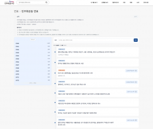 민주화운동연표 페이지 갈무리